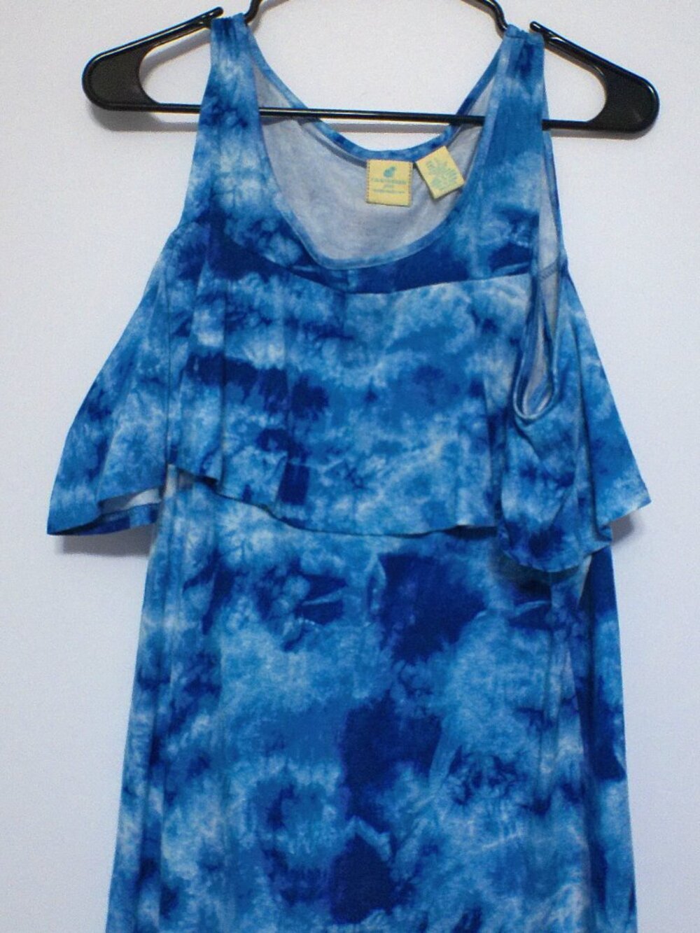 Caribbean Joe Cold Shoulder Top Women’s Large Blue Tie Dye Sleeveless Flowy